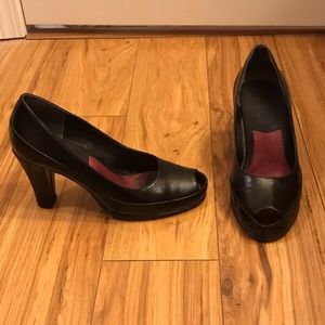 Black peep toe heels